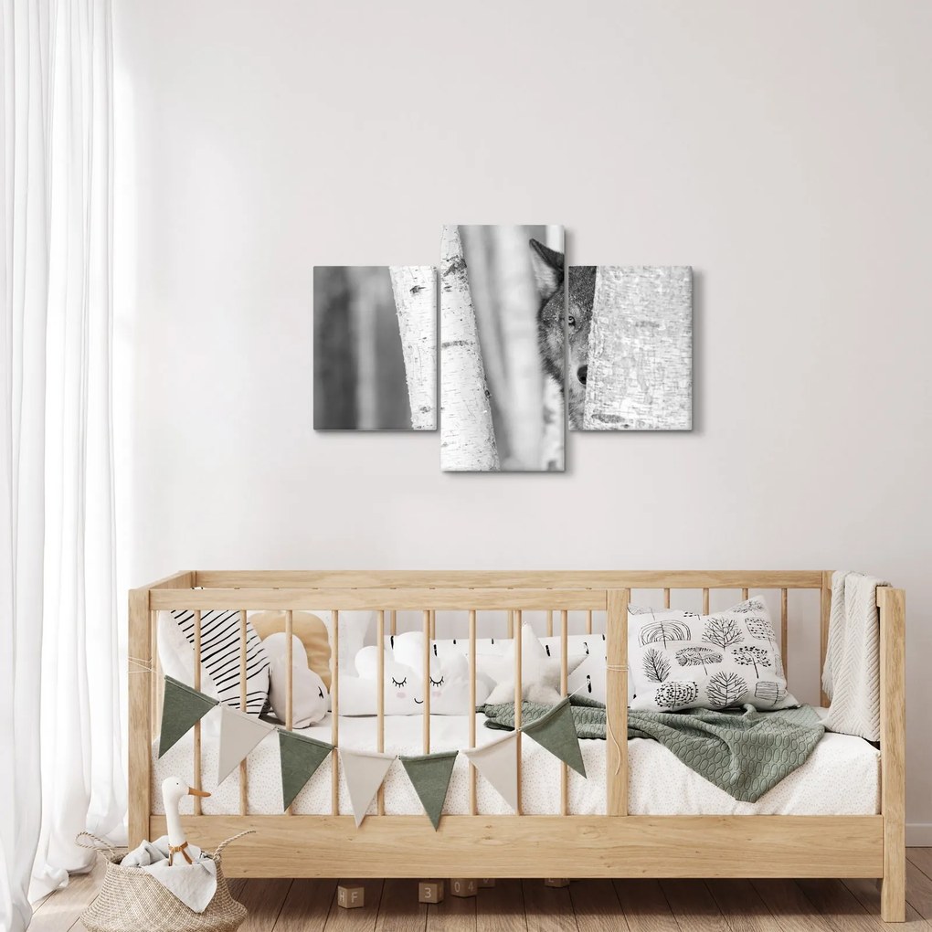 Obraz - Vlk v lese (90x60 cm)