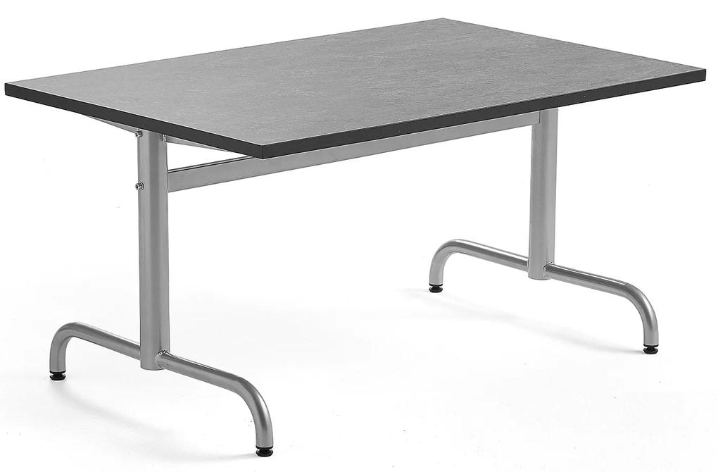 Stôl PLURAL, 1200x800x600 mm, linoleum - tmavošedá, strieborná