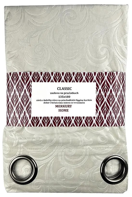 Záves Classic na priechodkách 135x180 ecru Merkury Home