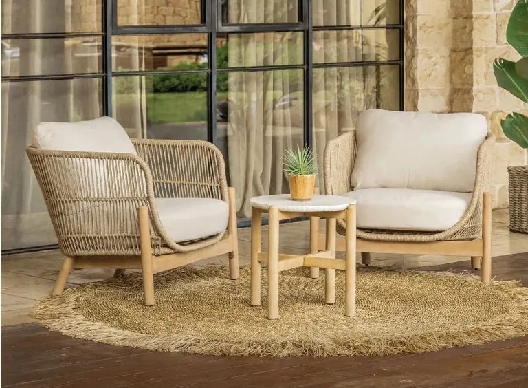 Drevený balkónový vypletaný nábytok LARA