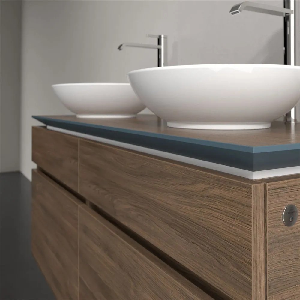 VILLEROY &amp; BOCH Legato závesná skrinka pod dve umývadlá na dosku, 4 zásuvky, s LED osvetlením, 1200 x 500 x 550 mm, Arizona Oak, B584L0VH