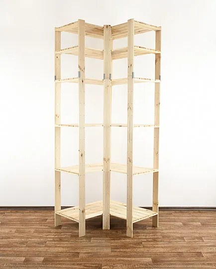 REGÁL DREVENÝ ROHOVÝ Maxi 6W 230x85x50 - BOROVICA