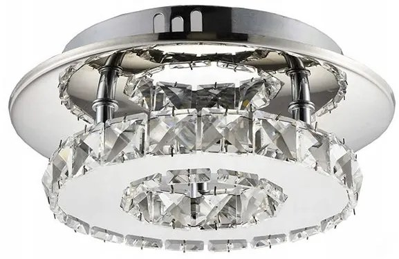 Toolight - LED krištáľová stropná lampa 20x20cm 8W APP407-C, chrómová, OSW-65005