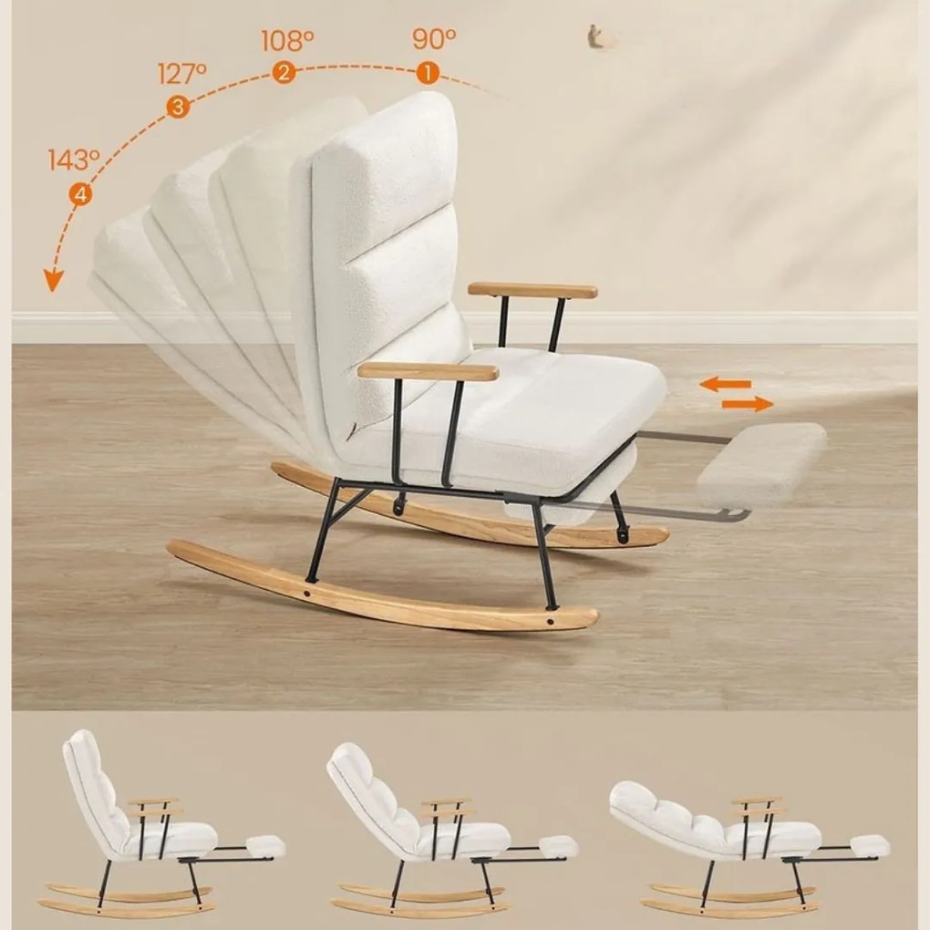 Hojdacie kreslo ROCKY, 97x67x100cm, krémová SongmicsHome