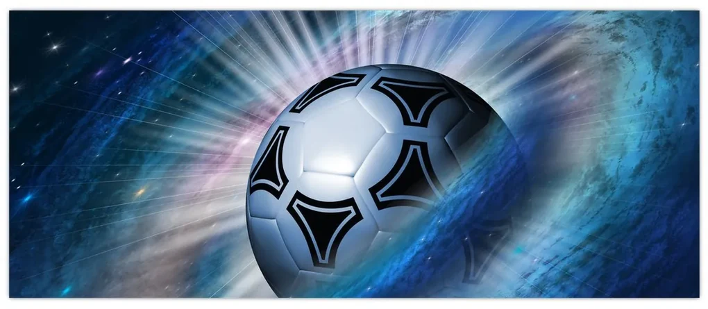 Obraz - Futbalová lopta vo vesmíre (120x50 cm)