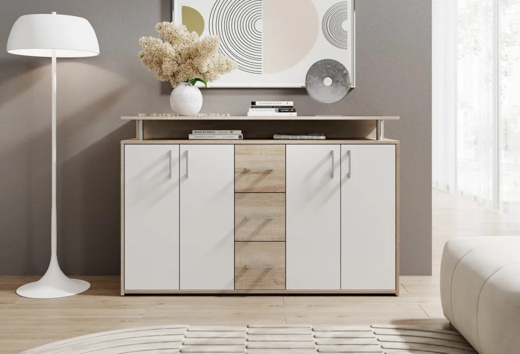 Komoda Drift, dub sonoma/biela