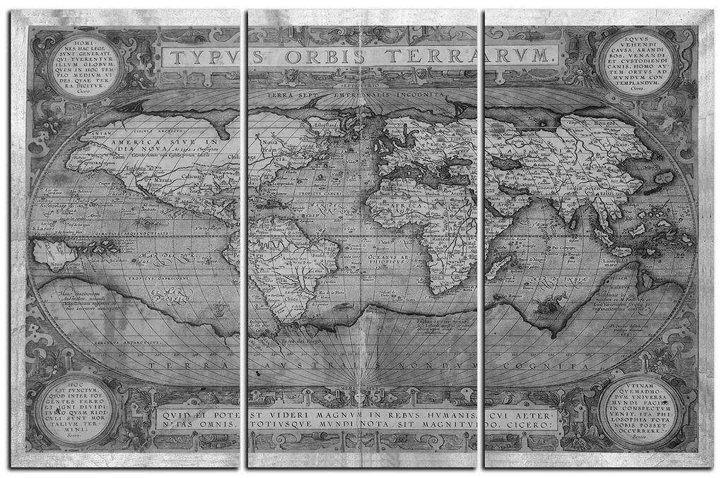Obraz na plátne - Starožitná mapa sveta 1102QB (135x90 cm)