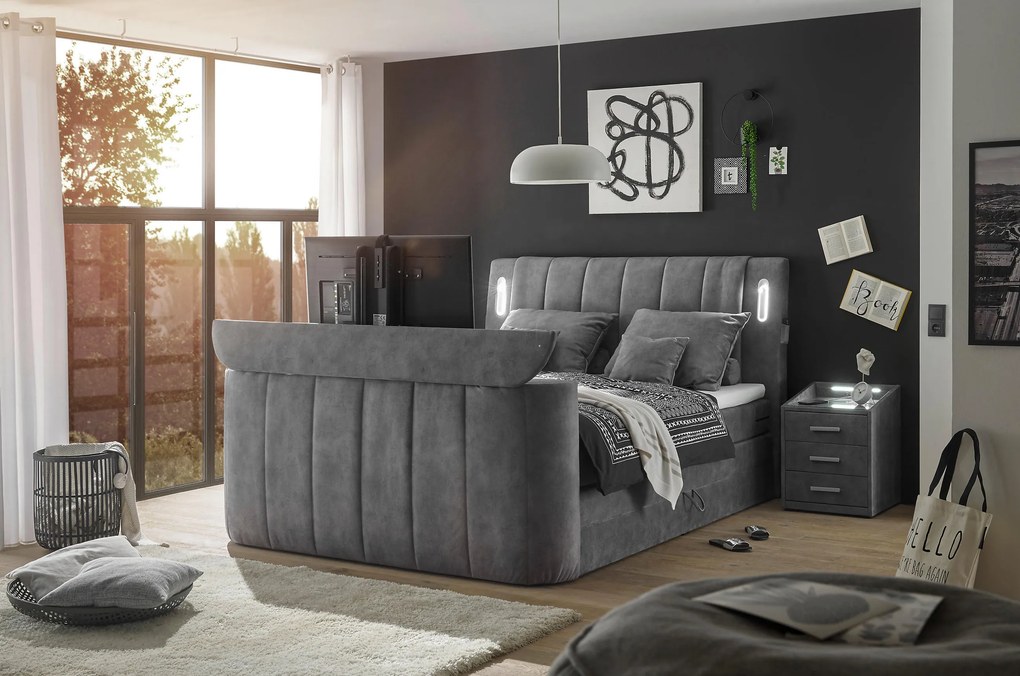 XXXLutz BOXSPRINGOVÁ POSTEĽ, 180/200 cm, sivá MID.YOU - Online Only spálne - 002220049303