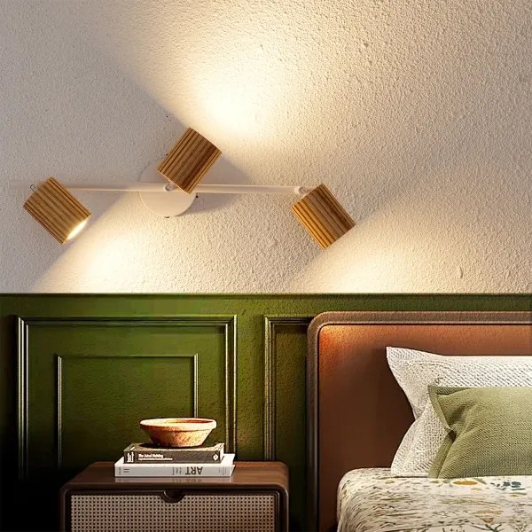 Brilagi - Bodové svietidlo MODERN WOOD 3xGU10/8W/230V kaučukovník/biela