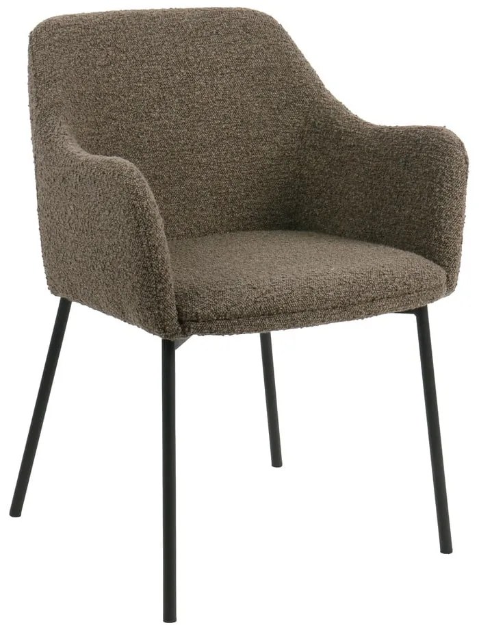 Hnedé čalúnené jedálenské kreslo s podrúčkami Melilla – House Nordic