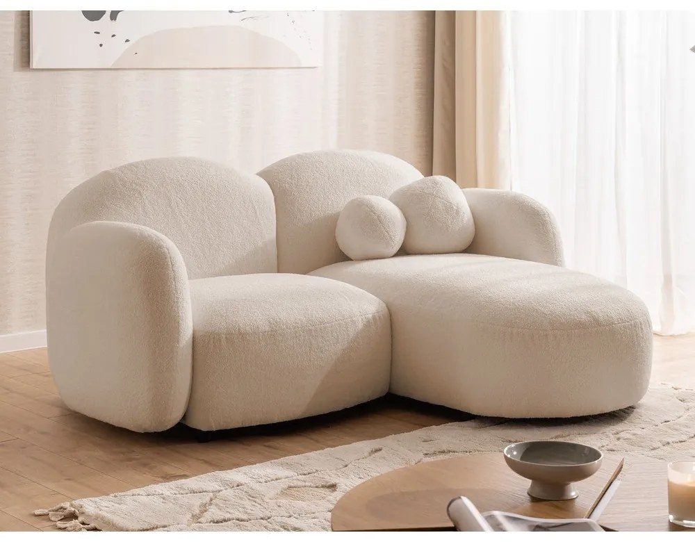 Svetlohnedá rohová pohovka z textílie buklé (pravý roh/s leňoškou) Orbit – Ropez