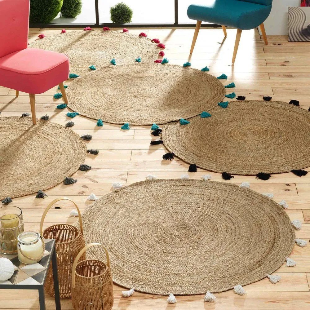 Okrúhly koberec v bielo-prírodnej farbe ø 120 cm Shira – douceur d'intérieur