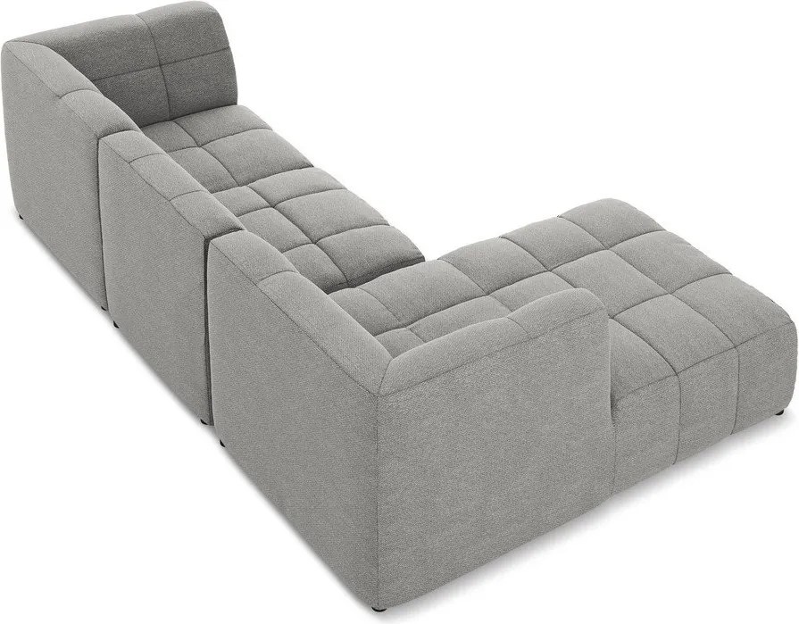 Sivá rohová pohovka z textílie buklé (ľavý roh/s leňoškou) Aloha – Makamii