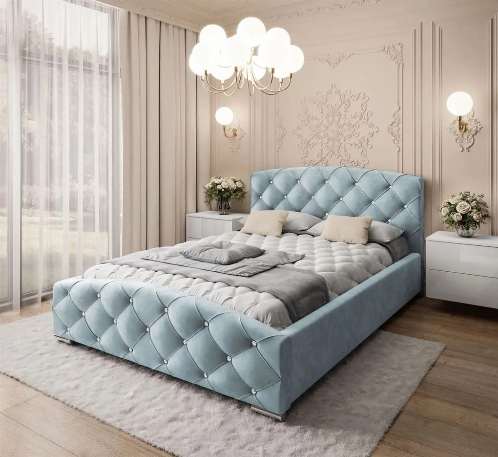 MANŽELSKÁ POSTEĽ 180X200 CLARISSE S KRYŠTÁLIKMI