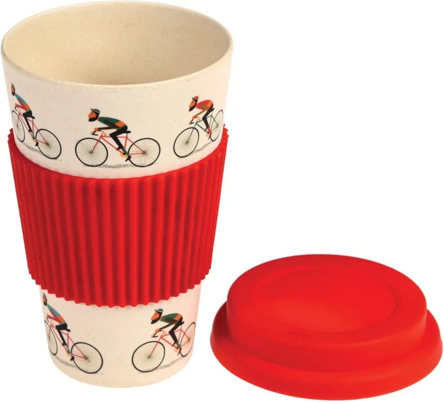 Bambusový cestovný hrnček s červenými detailmi Rex London Le Bicycle, 400 ml
