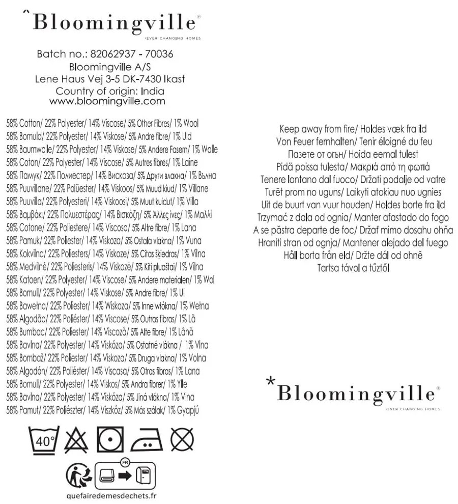 Modrá/béžová deka z recyklovanej bavlny 130x160 cm Ethan – Bloomingville