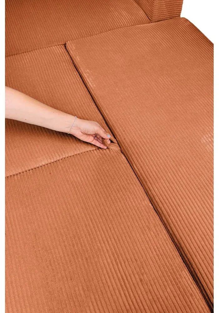 Oranžová menčestrová rozkladacia rohová pohovka (pravý roh/do tvaru "U") Tori – Bonami Selection