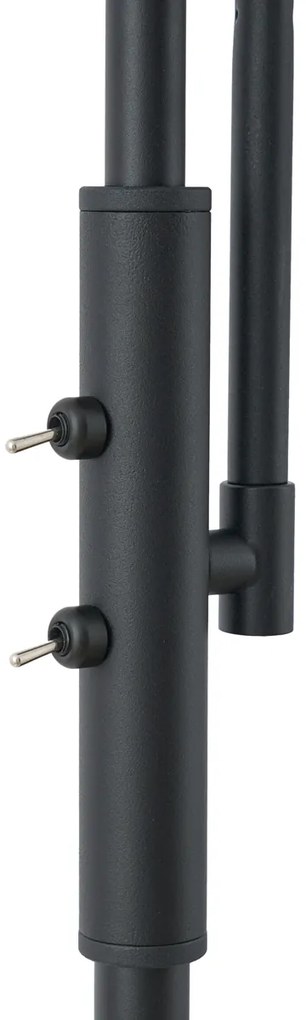 Dizajnová stojaca lampa čierna s dymovým sklom 2-svetlá - Brianna