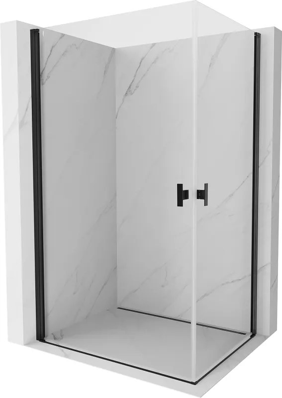Mexen Mist-B Duo, 2-krídlový výklopný sprchový kút 85 x 75 cm, číre sklo, čierny profil, 8A2-085-075-70-00