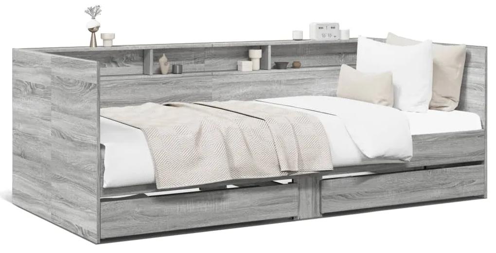 Denná posteľ so zásuvkami sivá sonoma 90x190 cm kompozit. drevo 3280858