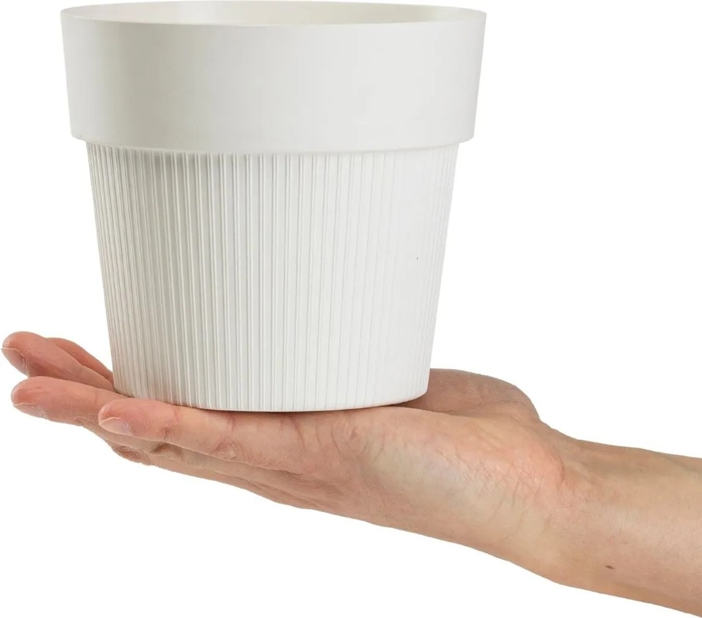 PLASTOVÝ KVETINÁČ SILVA LINE 14,5X13 CM KRÉMOVÁ