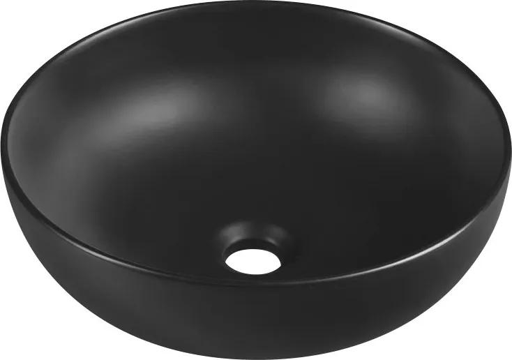 SAPHO - RONDANE keramické umývadlo, priemer 40x13,5 cm, na dosku, čierna matná (AR435B)