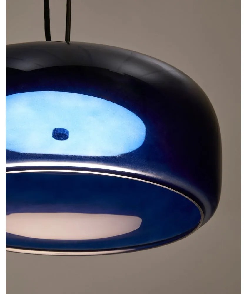 Tmavomodré LED závesné svietidlo so skleneným tienidlom ø 38 cm Reig – Kave Home