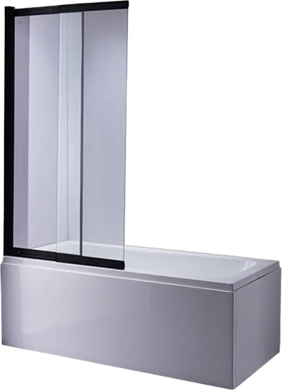 BPS-koupelny Dvojdielna vaňová zastena PR07 BL 100x150 čierna/transparent