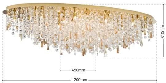 Orion - Krištáľové stropné svietidlo CRYSTALRIVER 21xG9/40W/230V zlatá