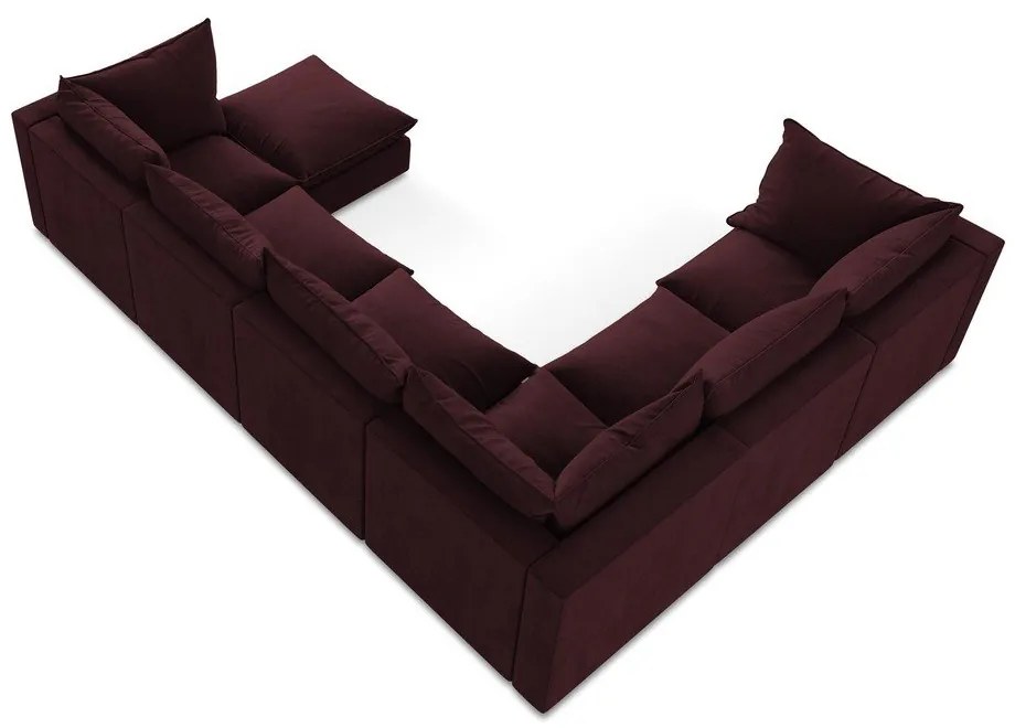 Vínovočervená rohová pohovka (ľavý roh/do tvaru "U") Manao – Makamii