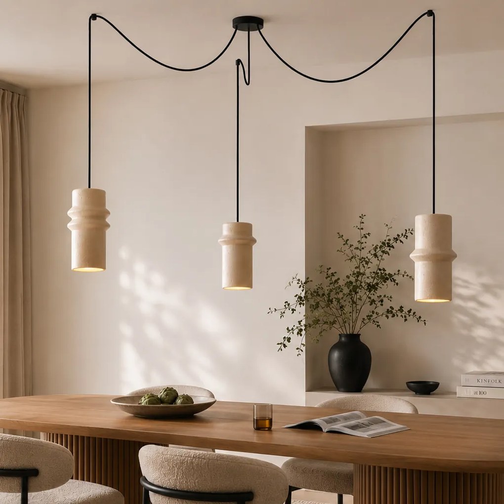 Retro závesná lampa béžová 3-svetlá - Monti