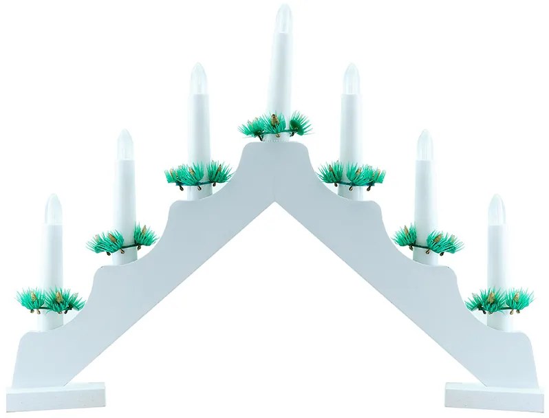 DECOLED Vianočný svietnik, 40 x 5 x 32 cm, biely, napájaný batériami 2x AA