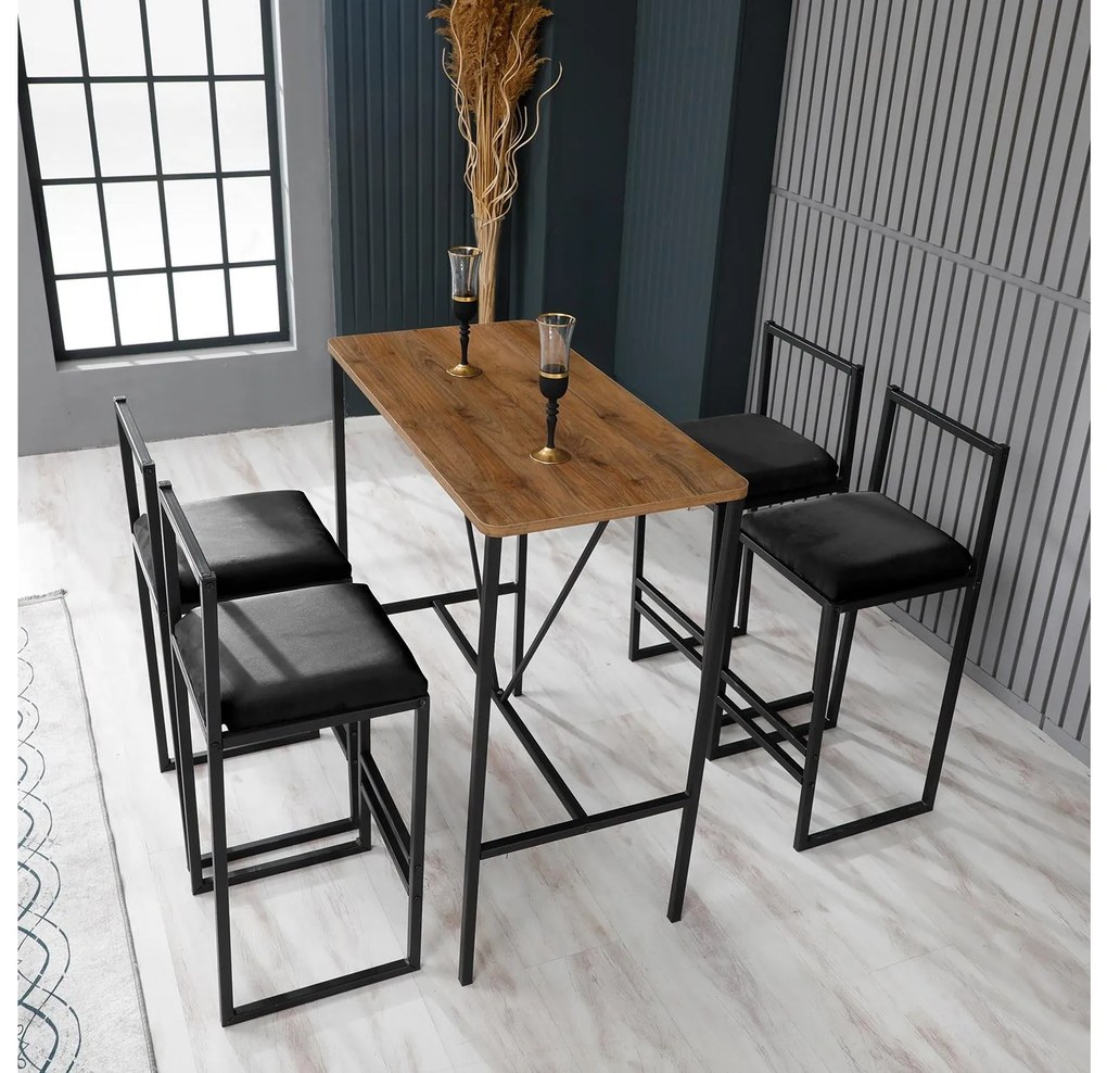 Jedálenský set Nathaniel (orech + čierna). Akcia -22%. Vlastná spoľahlivá doprava až k Vám domov. 1089615