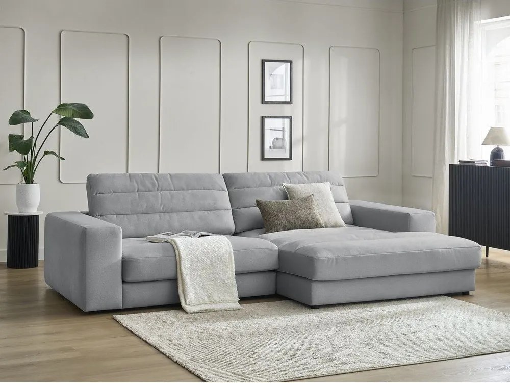 Svetlosivá zamatová rohová pohovka (pravý roh/s leňoškou) Sierra – Bobochic Paris