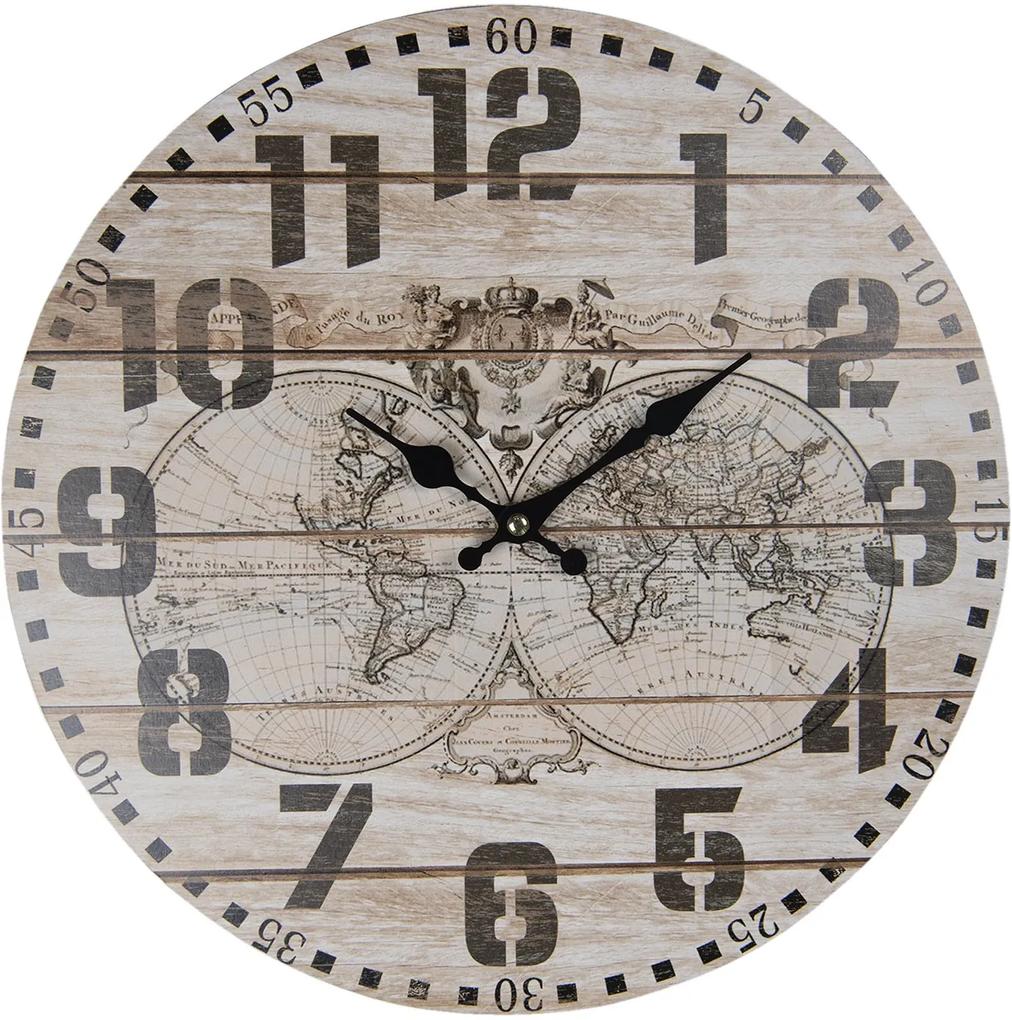 Nástenné hodiny The World s patinou - Ø 34 * 1 cm / 1 * AA