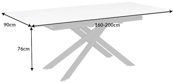 Rozťahovací keramický stôl Halia 160-200 cm biely mramor