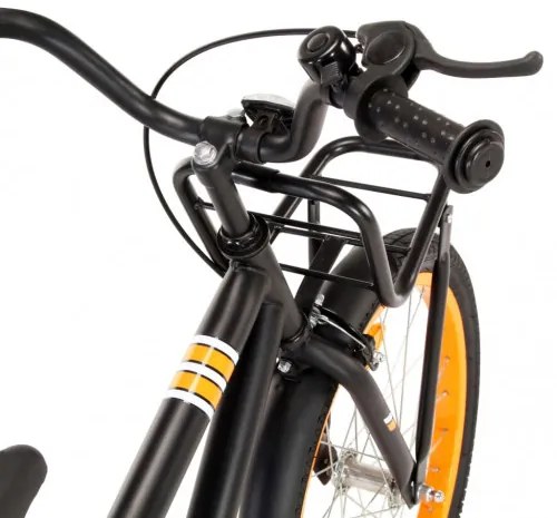 vidaXL Detský bicykel s predným nosičom 18 palcový čierny a oranžový-