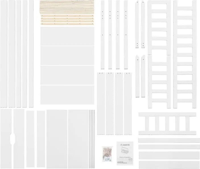 Detská posteľ 160x80, biela s roštom, zábranou a šuplíky