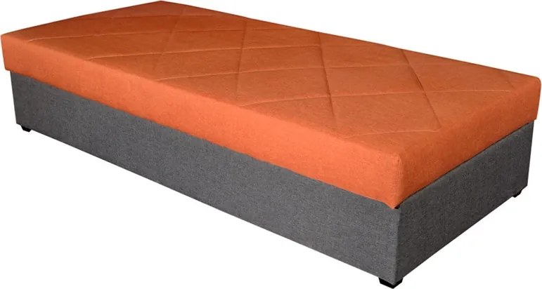 Posteľ Ormea 88x202 cm, šedá/oranžová látka
