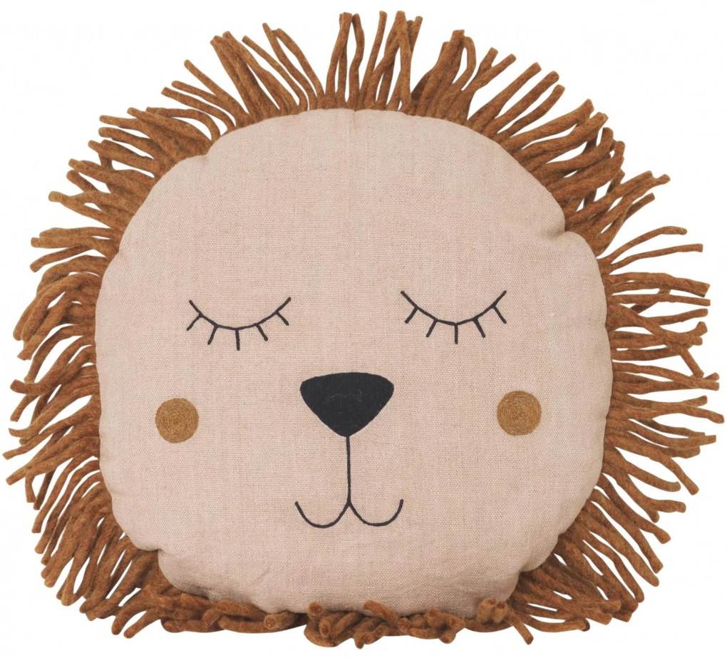 ferm LIVING Detský vankúš Safari Lion Rose 35 cm