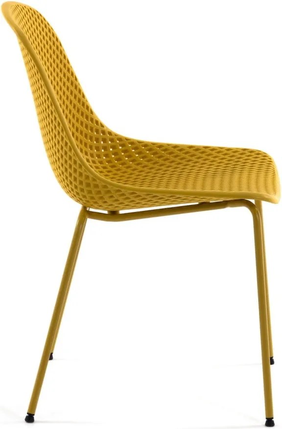 Žltá kovová záhradná stolička Quinby – Kave Home