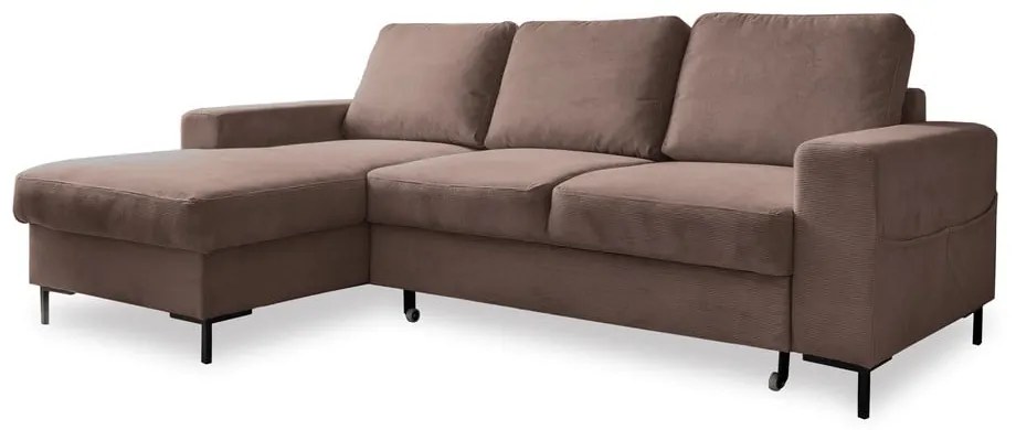 Hnedá menčestrová rozkladacia rohová pohovka (ľavý roh) Lofty Lilly – Miuform