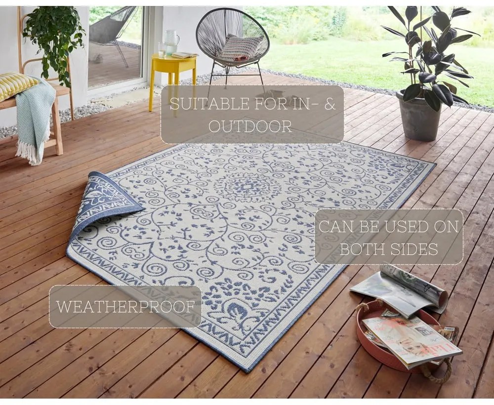 Modro-krémový vonkajší koberec NORTHRUGS Leyte, 160 x 230 cm