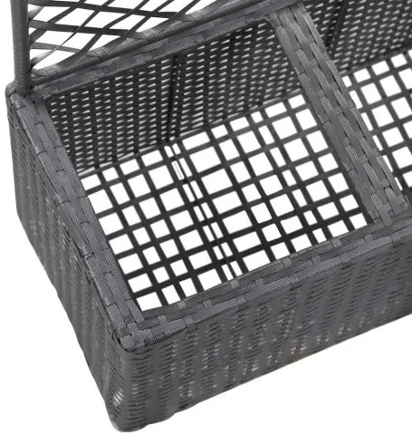 vidaXL Kvetináč s mriežkou, 2 nádoby 58x30x107 cm, polyratan, čierny-