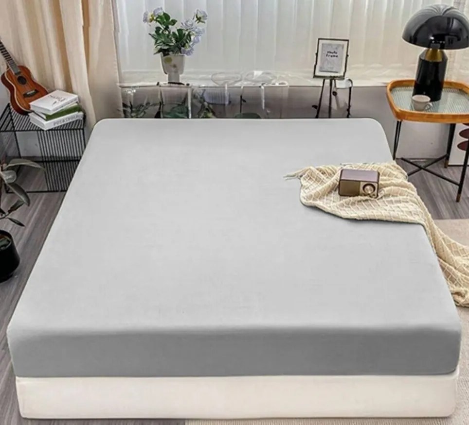 Plachta s gumkou JERSEY Šedá Veľkosť: 180 x 200