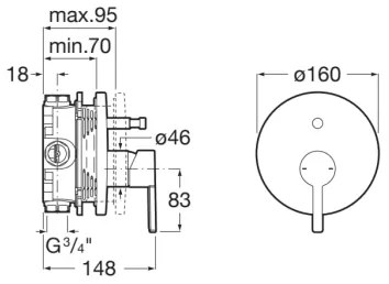 Roca A5A0B96C00 - Sprchová batéria pre podomietkovú inštaláciu NAIA lesklý chróm