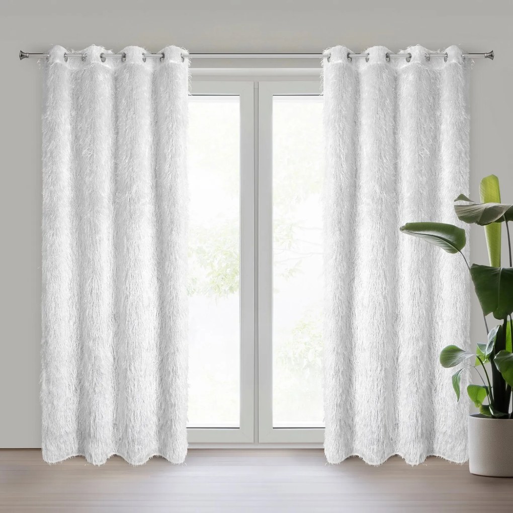 ZÁVES NA KRÚŽKOCH MARGARET 140X250 CM BIELA