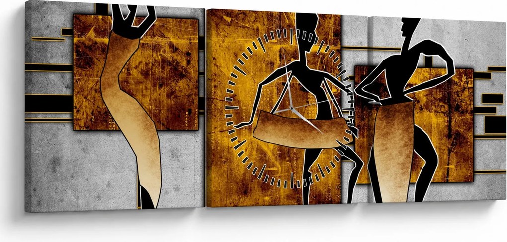 Obraz - Motívy Africkej kultúry (s hodinami) (90x30 cm)