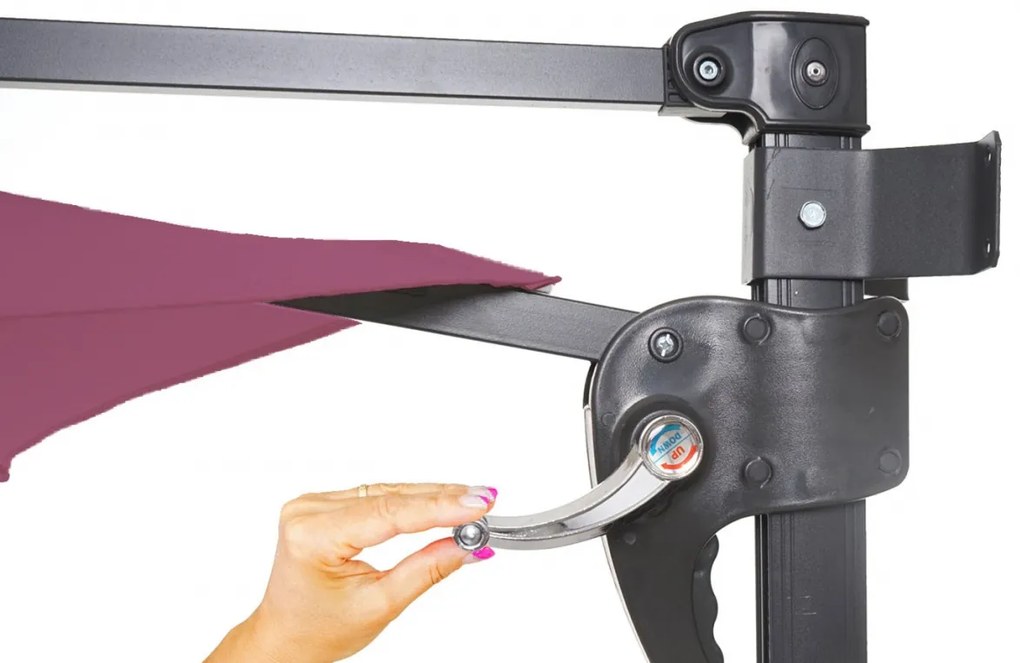 Nástenný slnečník Casoria 3 m polyester hliník/oceľ - levanduľovo-červená