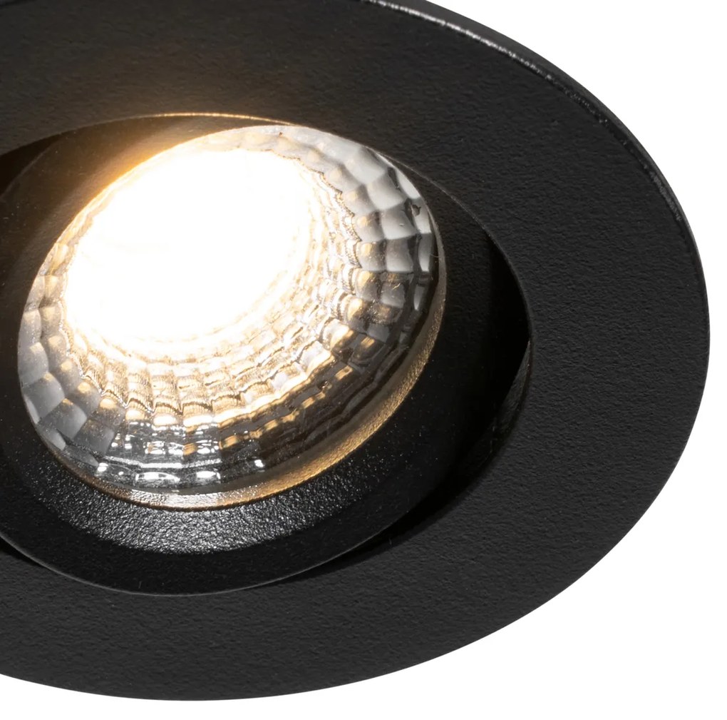 Sada 6 zapustených bodových svetiel čierna, naklápateľná 6,5 cm vrátane LED IP54 Ultra Slim - Pupil